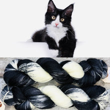 Load image into Gallery viewer, Tuxedo Cat, merino nylon sock yarn