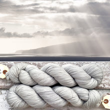 Load image into Gallery viewer, Silver Lining, light grey merino nylon sock yarn