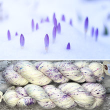 Load image into Gallery viewer, Crocuses in the Snow Aran, soft superwash merino yarn