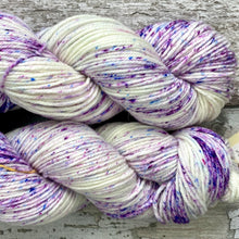 Load image into Gallery viewer, Crocuses in the Snow DK, merino nylon sock yarn