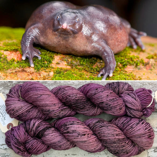 Pig-Nosed Purple Frog DK, merino nylon yarn