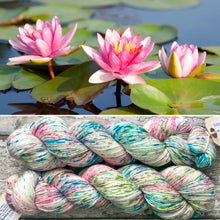 Load image into Gallery viewer, Pink Waterlilies, merino nylon sock yarn