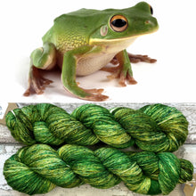 Load image into Gallery viewer, White Lipped Tree Frog, merino nylon yarn