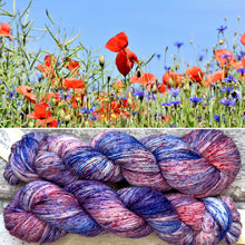 Load image into Gallery viewer, Meadow Poppies, merino nylon sock yarn