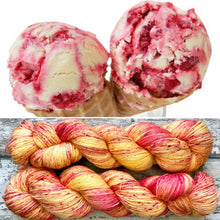 Load image into Gallery viewer, Raspberry Ripple ice cream, merino nylon sock yarn