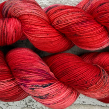 Load image into Gallery viewer, Rebellious Red Rose, merino nylon sock yarn