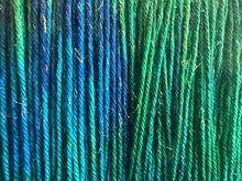 Load image into Gallery viewer, Peacock, merino mermaid sparkle sock yarn