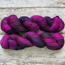Load image into Gallery viewer, Black Tulip Mermaid Sparkle, merino nylon sock yarn