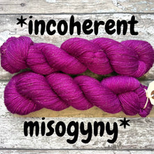Load image into Gallery viewer, *incoherent misogyny*, merino nylon mermaid sock yarn