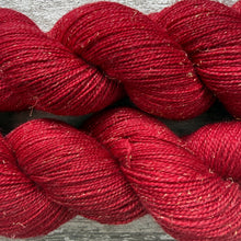Load image into Gallery viewer, Ruby Sparkle, merino nylon sock yarn