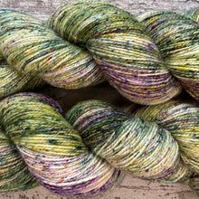 Load image into Gallery viewer, Summer Woodland, merino mermaid sparkle sock yarn