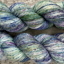 Load image into Gallery viewer, View of the Campsies, merino mermaid sparkle sock yarn