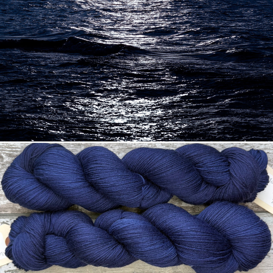 In the Navy, merino nylon sock yarn
