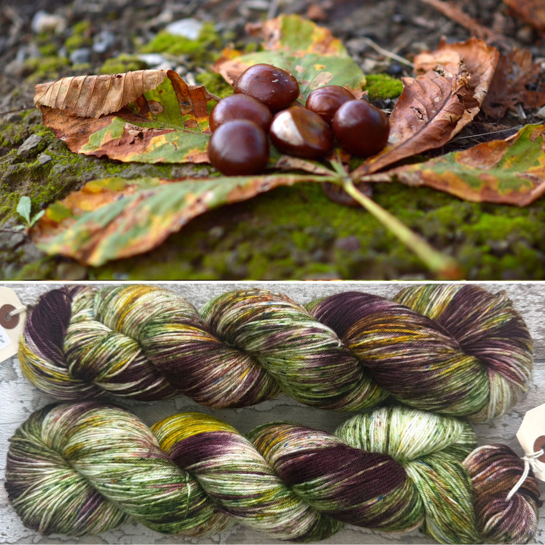 Horse Chestnut, merino nylon sock yarn