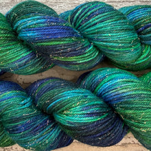 Load image into Gallery viewer, Peacock DK, merino mermaid sparkle yarn