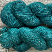 Load image into Gallery viewer, Teal Mermaid, merino sparkle sock yarn