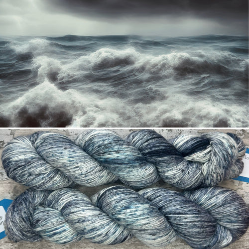 Ocean Storm, merino nylon sock yarn