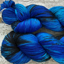 Load image into Gallery viewer, Blue Morpho Butterfly, merino nylon sock yarn