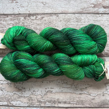 Load image into Gallery viewer, Malachite Mermaid, merino sparkle sock yarn