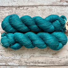 Load image into Gallery viewer, Teal Mermaid, merino sparkle sock yarn