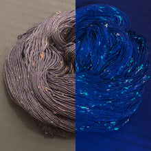 Load image into Gallery viewer, Grey Squirrels at a Rave Donegal, merino fingering yarn