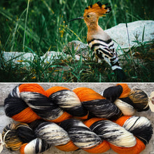 Load image into Gallery viewer, March Hoopoe, merino nylon sock yarn