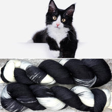 Load image into Gallery viewer, Tuxedo Cat, merino nylon sock yarn