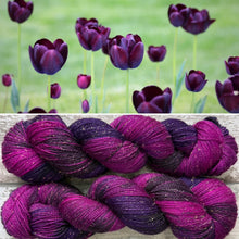 Load image into Gallery viewer, Black Tulip Mermaid Sparkle, merino nylon sock yarn