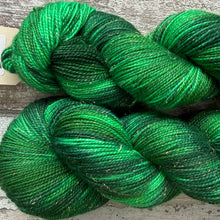 Load image into Gallery viewer, Malachite Mermaid, merino sparkle sock yarn