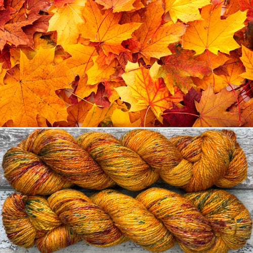 Fall Leaves, merino pima cotton 4ply yarn
