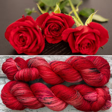 Load image into Gallery viewer, Rebellious Red Rose, merino nylon sock yarn