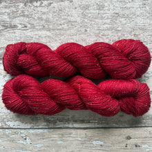 Load image into Gallery viewer, Ruby Sparkle, merino nylon sock yarn