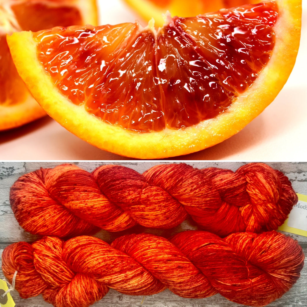 Blood Orange, merino nylon sock yarn