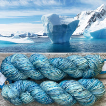 Load image into Gallery viewer, Ice Blue Sea Aran, soft superwash merino yarn