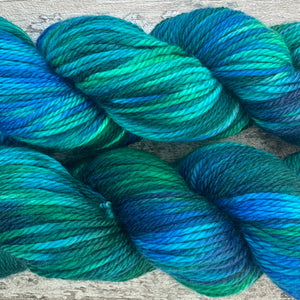 Peacock Aran, soft superwash merino yarn
