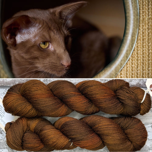Havana Brown Cat, merino nylon sock yarn