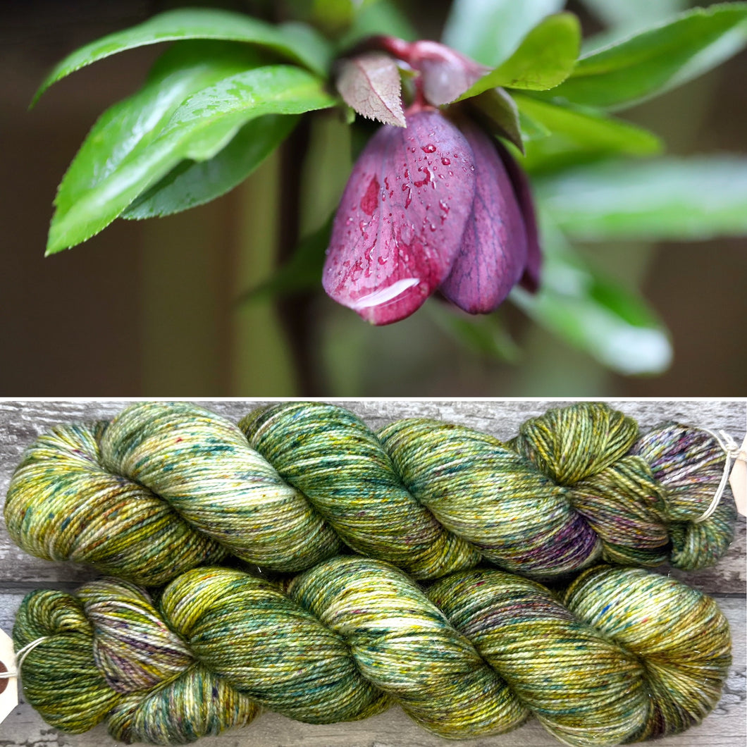 A Winter Rose, silver sparkle sock yarn