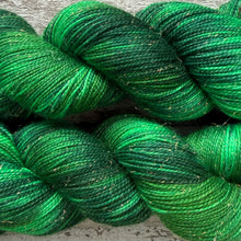 Load image into Gallery viewer, Malachite Mermaid, merino sparkle sock yarn