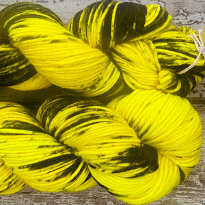 Yellow Banded Dart Frog DK, merino nylon yarn