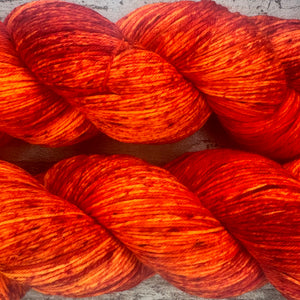 Blood Orange, merino nylon sock yarn