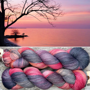 Sunrise from the Shore, merino nylon sock yarn