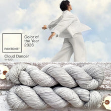 Load image into Gallery viewer, Cloud Dancer, merino nylon sock yarn