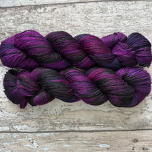 Load image into Gallery viewer, Black Tulip Sparkle, merino nylon sock yarn
