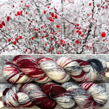 Load image into Gallery viewer, Winter Berries Sparkle, merino nylon sock yarn