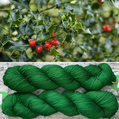 Christmas Green DK, merino nylon sock yarn
