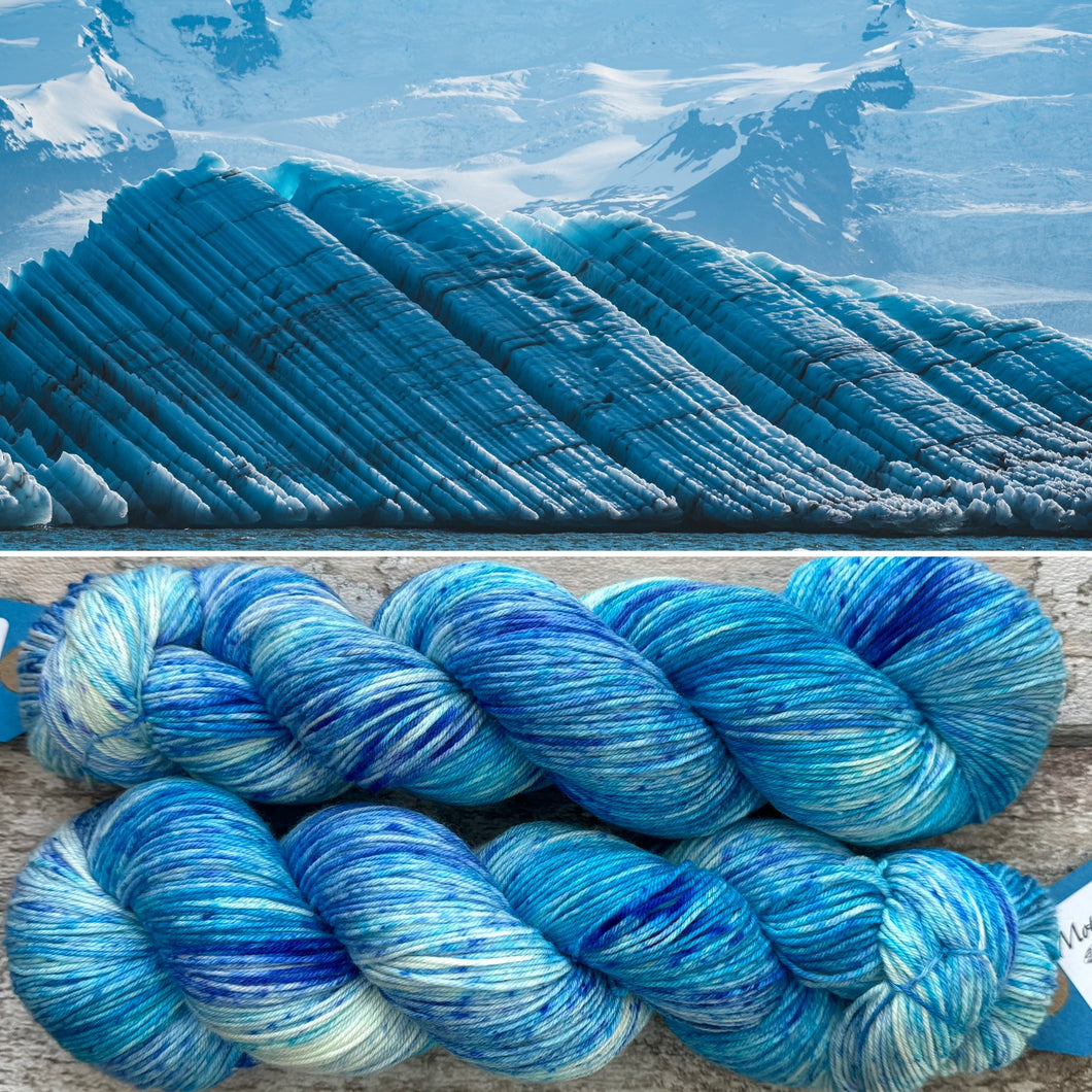 Ice Blue Sea, merino nylon sock yarn