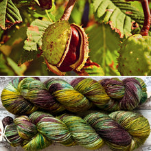 Load image into Gallery viewer, Horse Chestnut, merino mermaid sparkle sock yarn