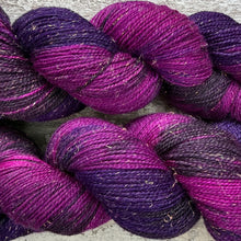 Load image into Gallery viewer, Black Tulip Mermaid Sparkle, merino nylon sock yarn