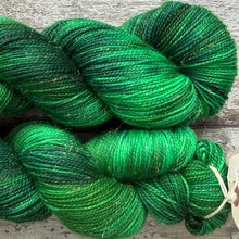 Load image into Gallery viewer, Malachite Mermaid, merino sparkle sock yarn