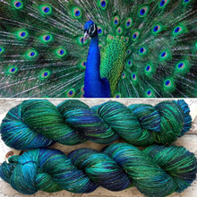 Load image into Gallery viewer, Peacock DK, merino mermaid sparkle yarn